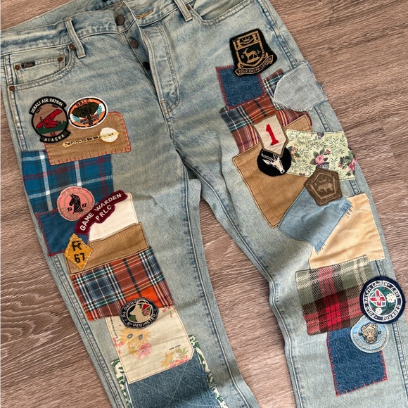 Polo by Ralph Lauren Patchwork Straight Jeans - Blue and Multicolor - Picture 9 of 11